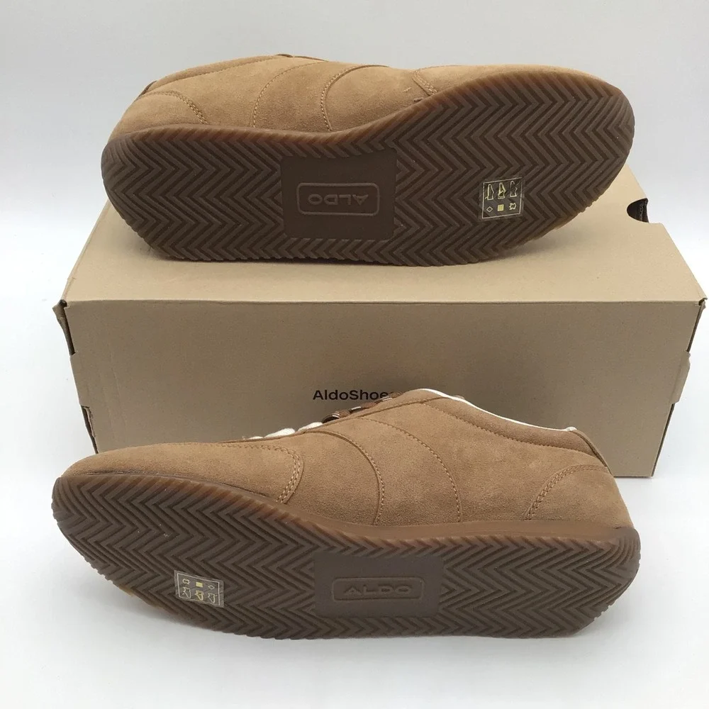 Aldo Nathaniell-230‎ Mens Tan Suede Low Top Sneakers Gum Sole Size 8 US NEW